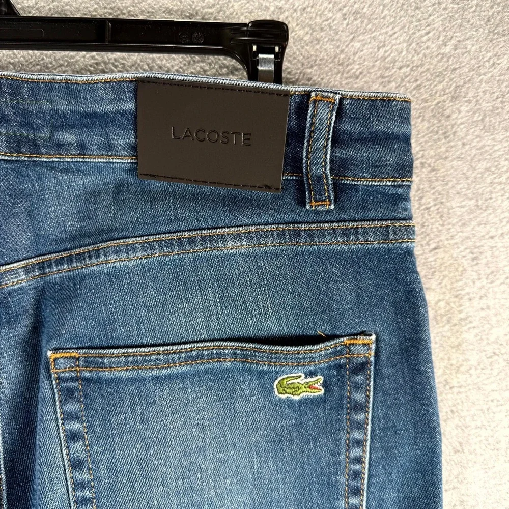 Lacoste Jeans Men's 33 X 34 Blue Denim Stretch Slim Fit Medium Wash Straight Leg